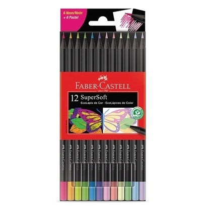 Lápices de colores Faber Castell Super Soft fluo + pastel