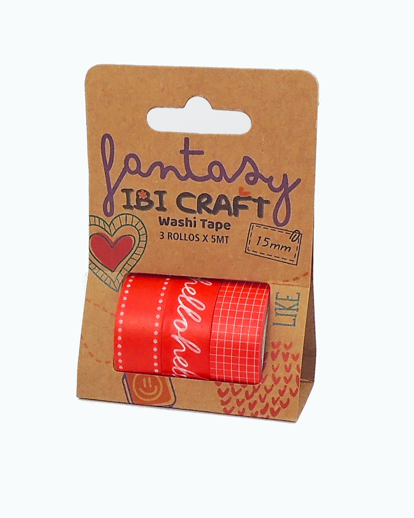 Cintas Ibi Craft Washi Tape rojas x 3