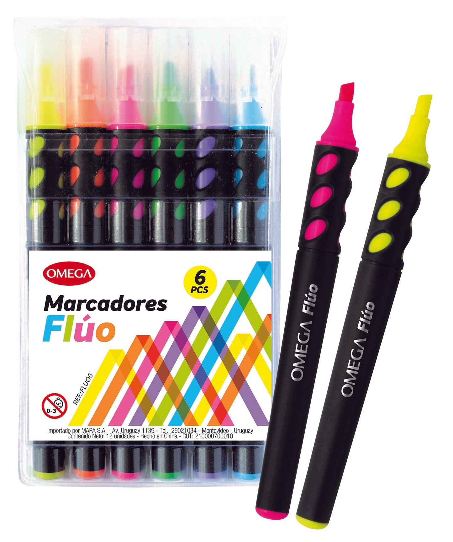 Destacador Omega cuerpo fino x 6