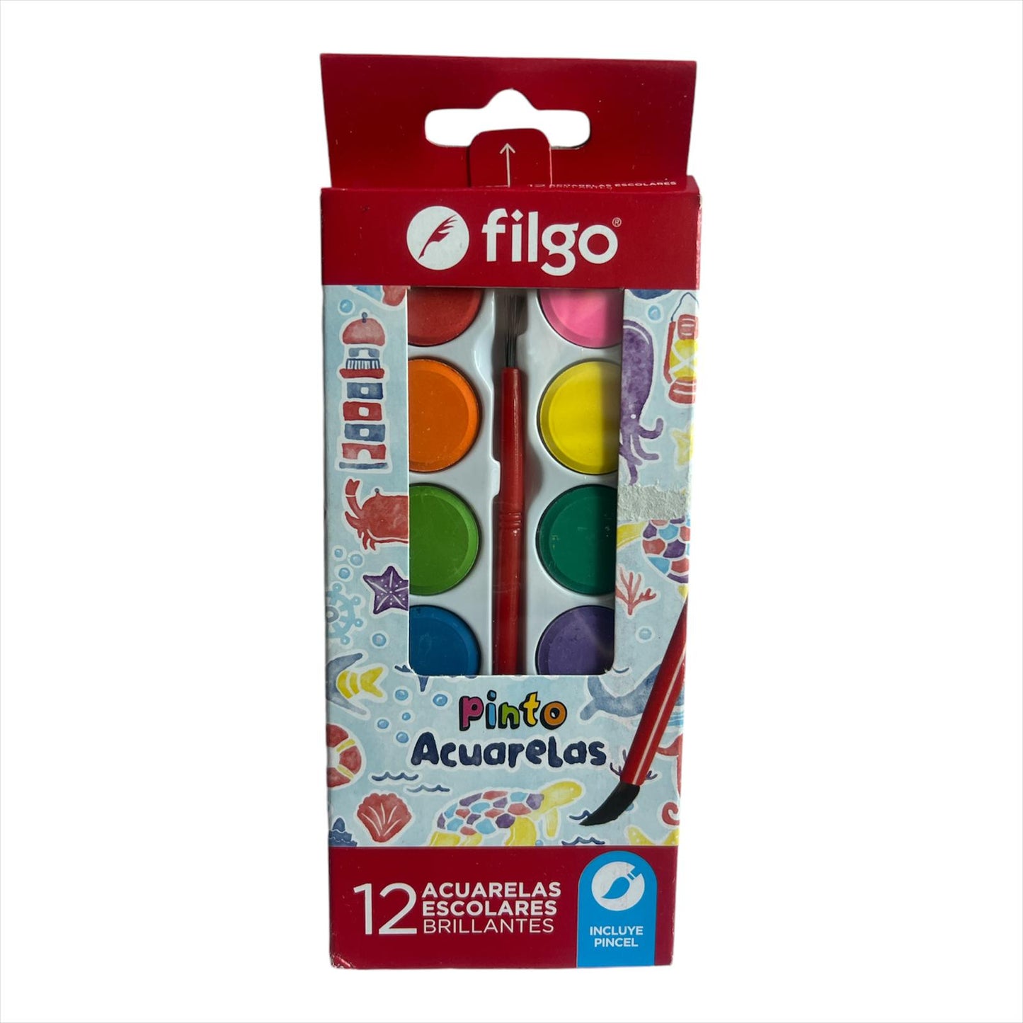Acuarelas Filgo 12 colores con pincel