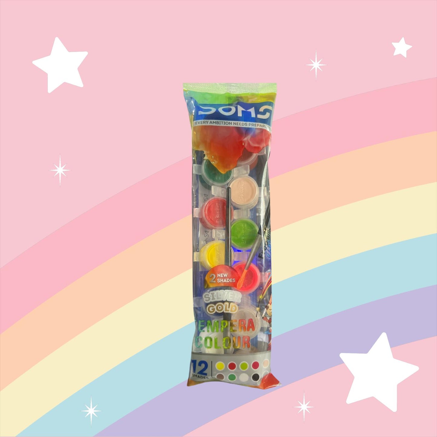 Témperas Doms, 3ml, 12 colores + pincel