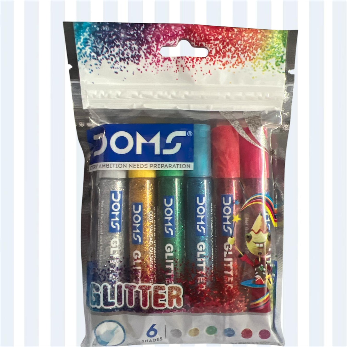 Adhesivo con brillantina Doms x 6 colores