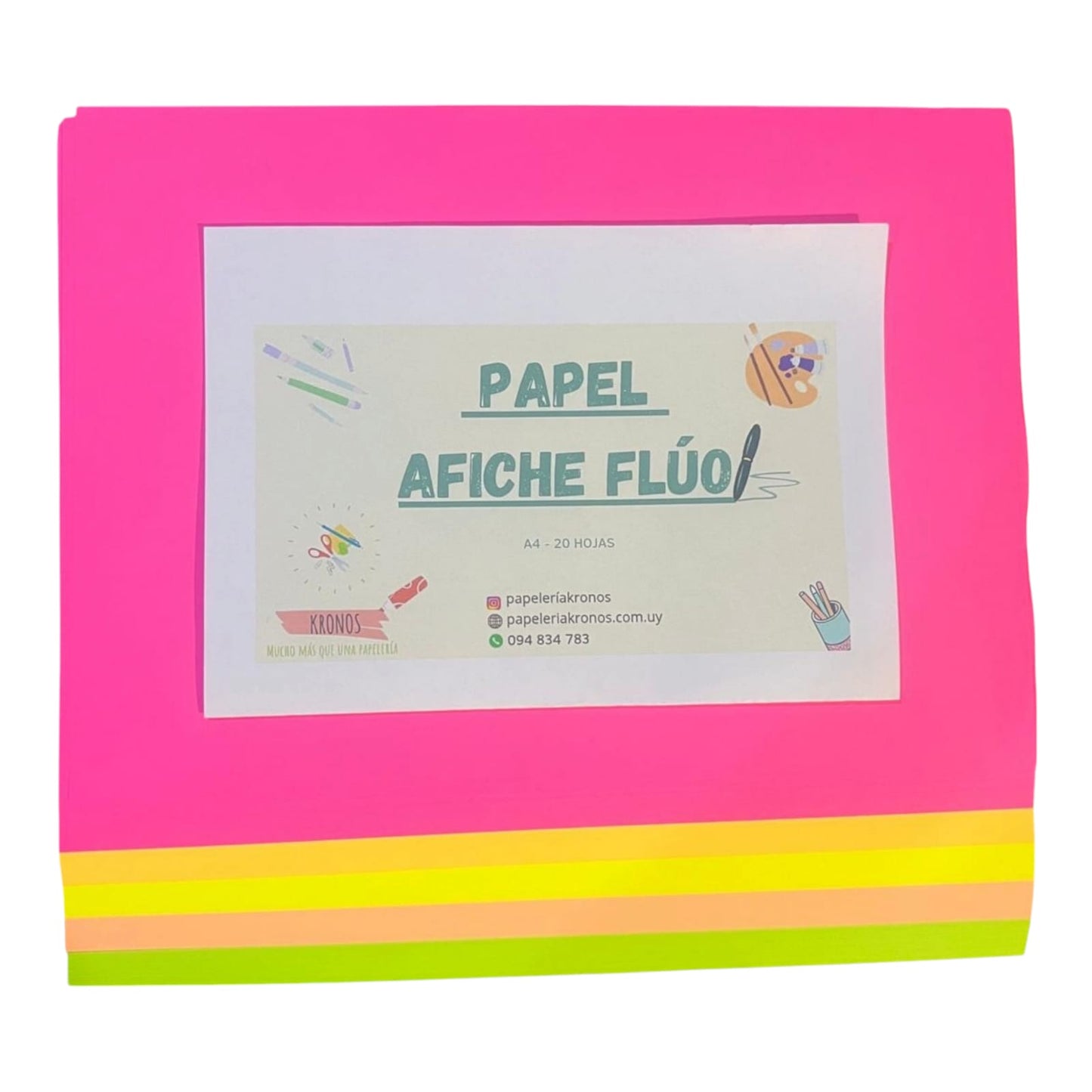 Block de Papel Afiche Flúo Kronos A4 x 20 hojas