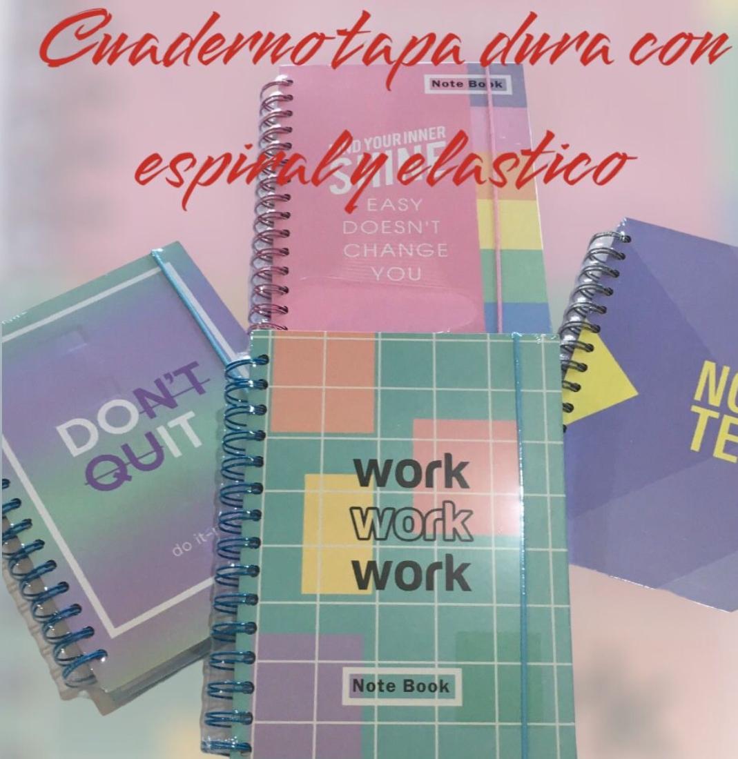 Cuaderno Tapa Dura 160 Hojas con Espiral y Elástico