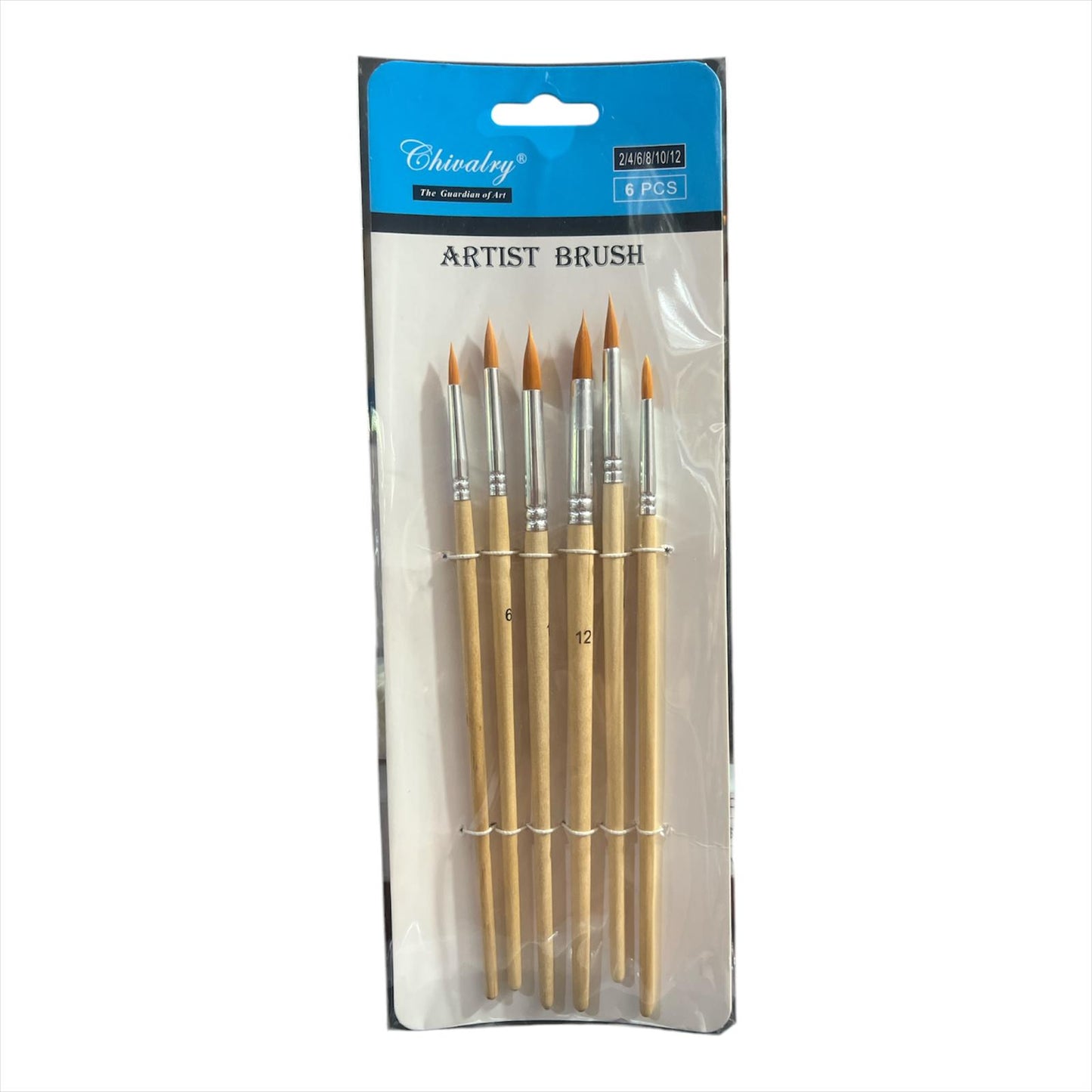 Pinceles x 6 cuerpo de madera natural