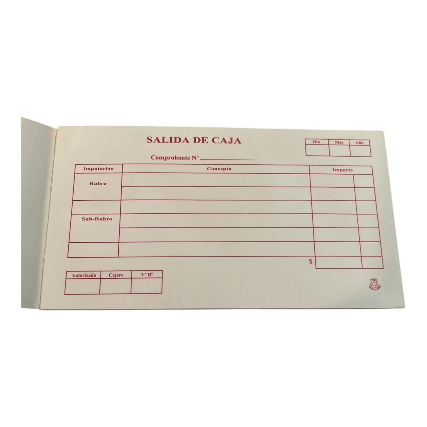 Libreta de Salida de Caja (18cm x 10,5cm)