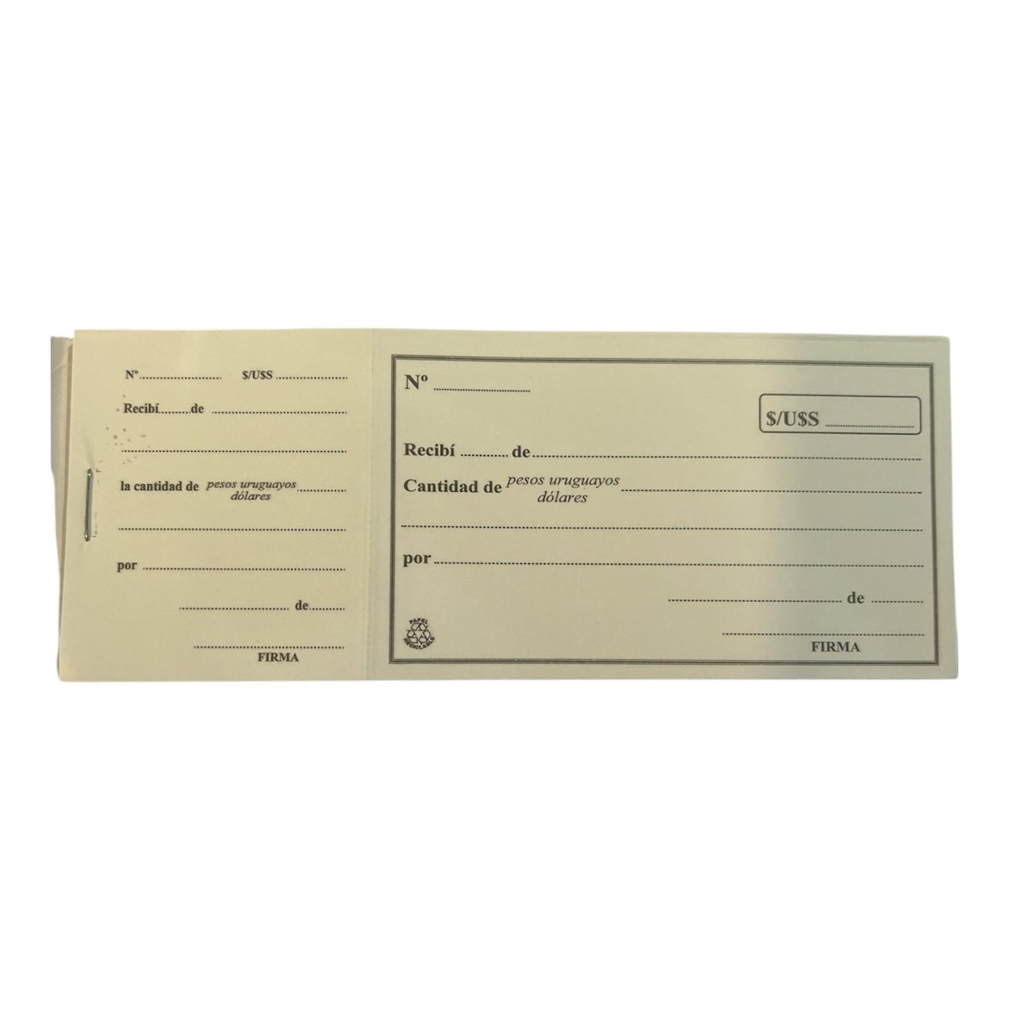 Libreta de recibos grande (24cm x 8,5cm)