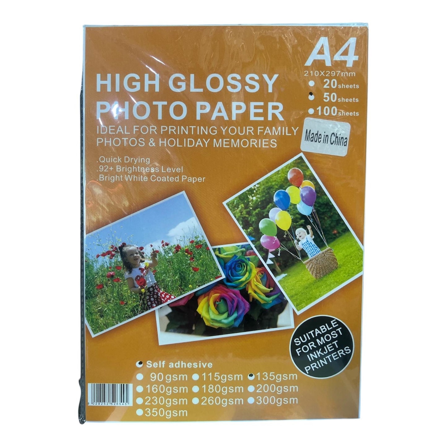 Papel Fotográfico Brillante Autoadhesivo x 50 hojas