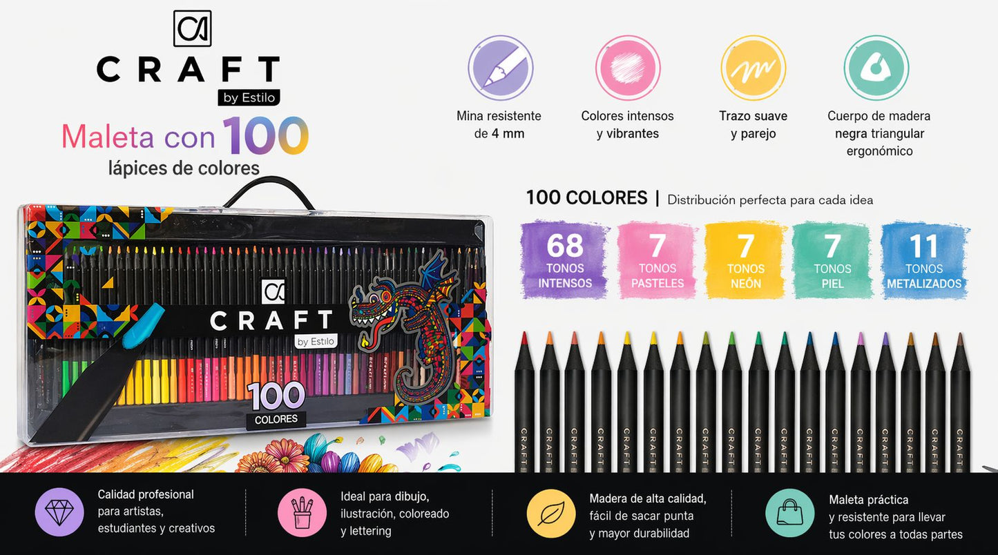 Lápices de Colores Craft con 100 tonos