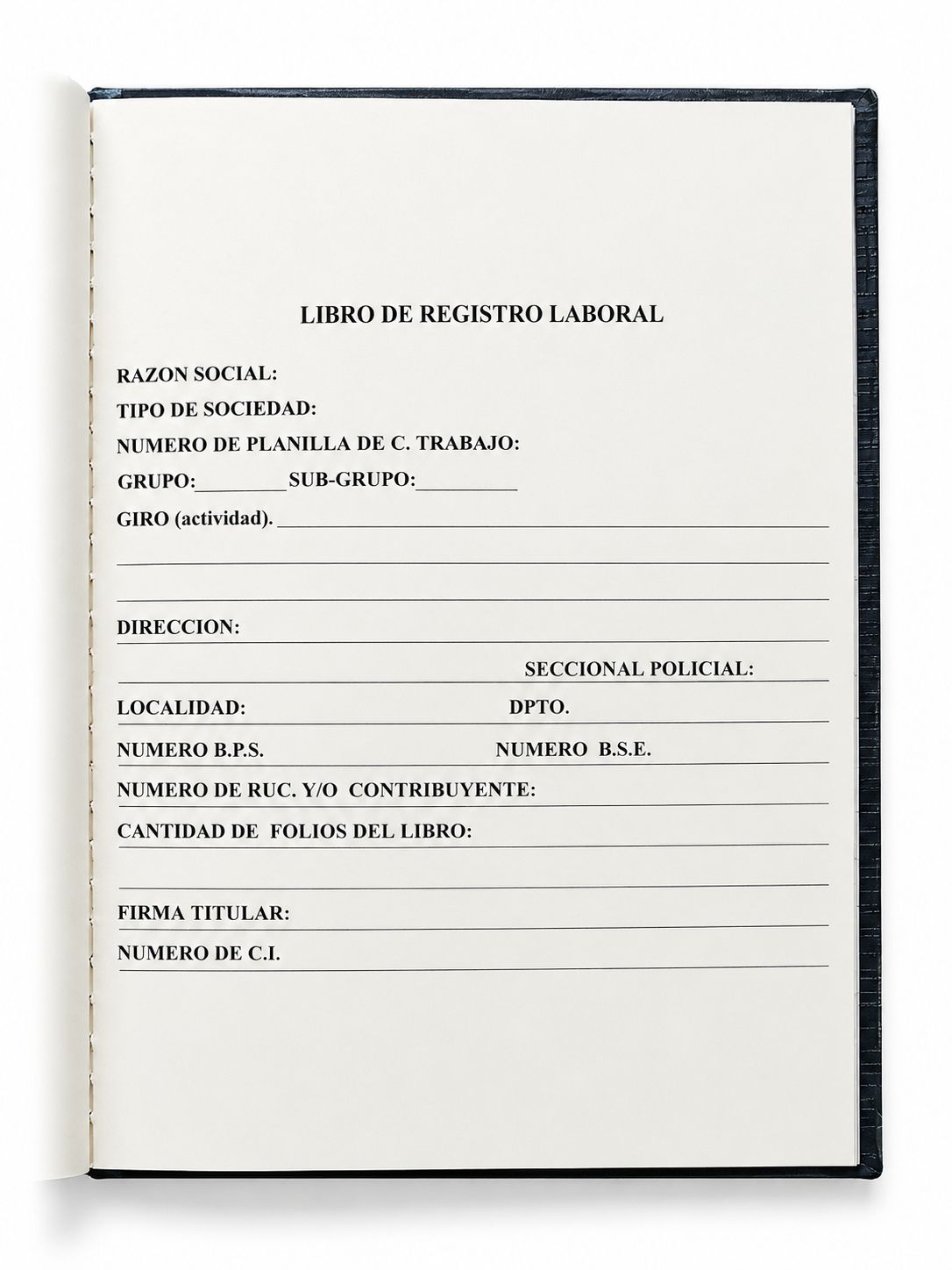Libro de Obra, Libro de Registro Laboral ( o de Trabajo) , Libro de Asamblea