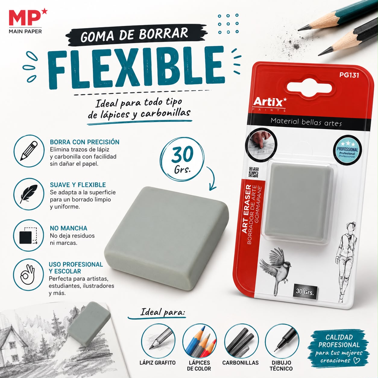 Goma de borrar Main Paper para carbonilla