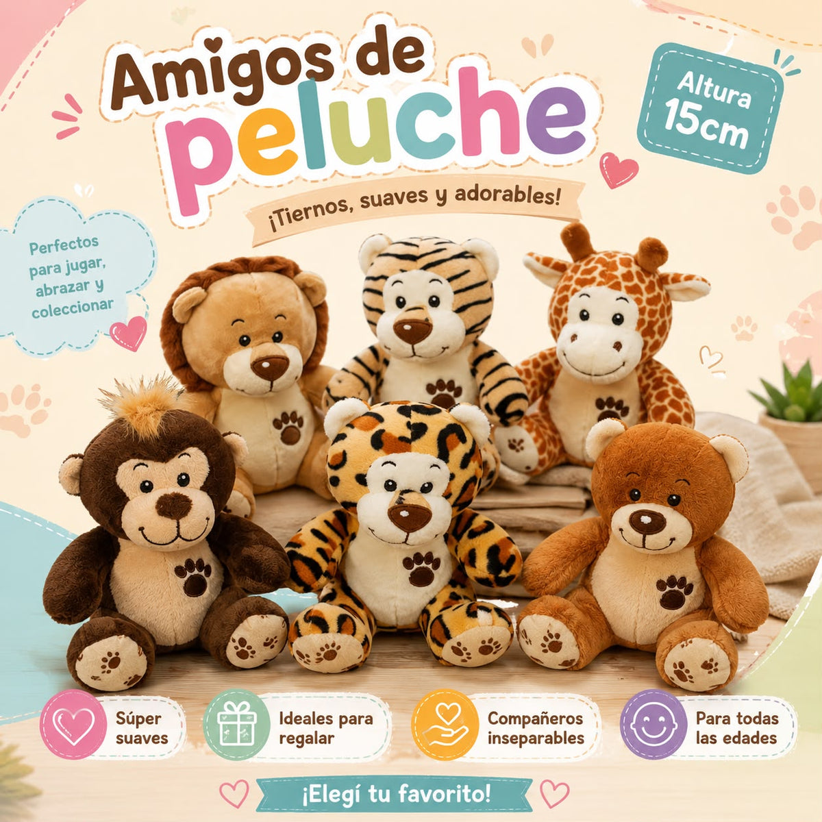 Peluches de 15cm de alto, gran variedad!!!