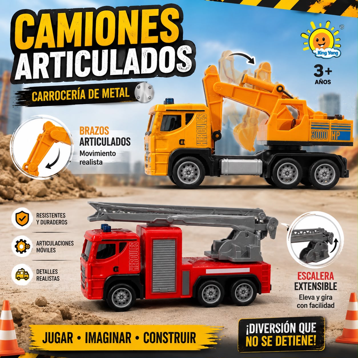 Camión con carrocería de metal, con máquina