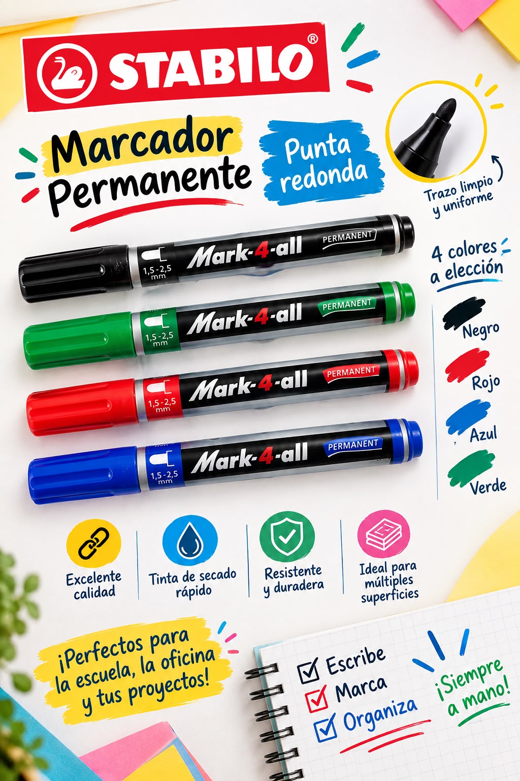 Marcador Stabilo Permanente