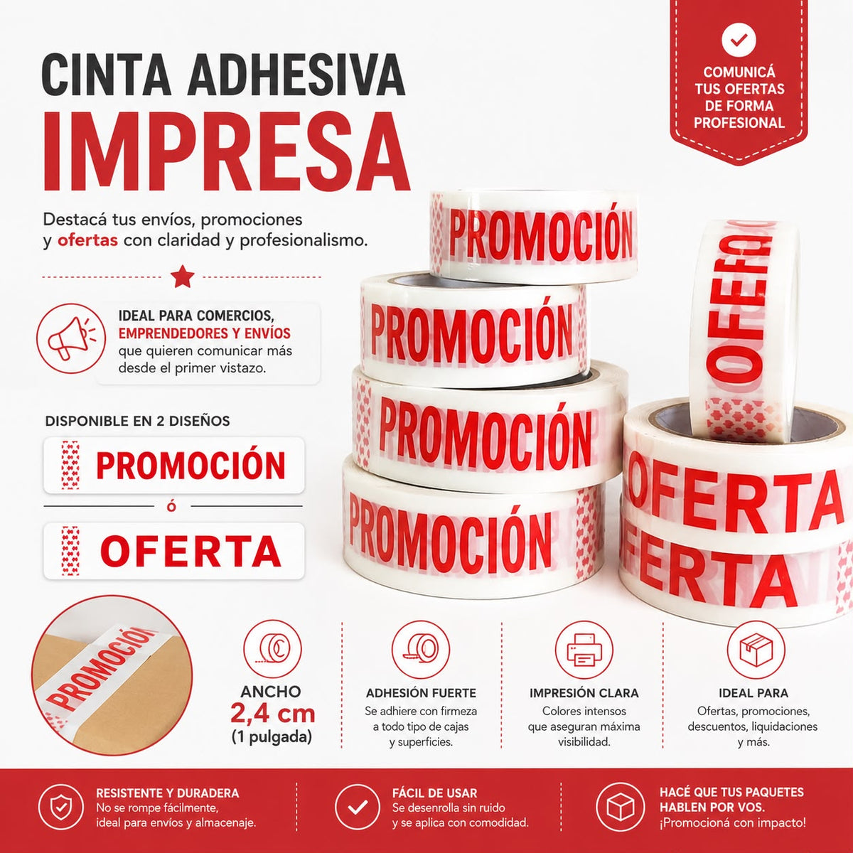Cinta adhesiva " Oferta", "Promoción", "Frágil"