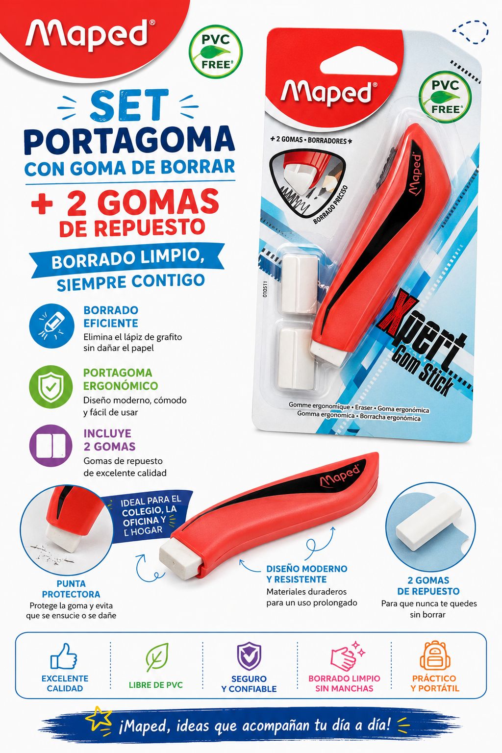 Set con Goma y Repuestos Maped Stick x 2 Unidades