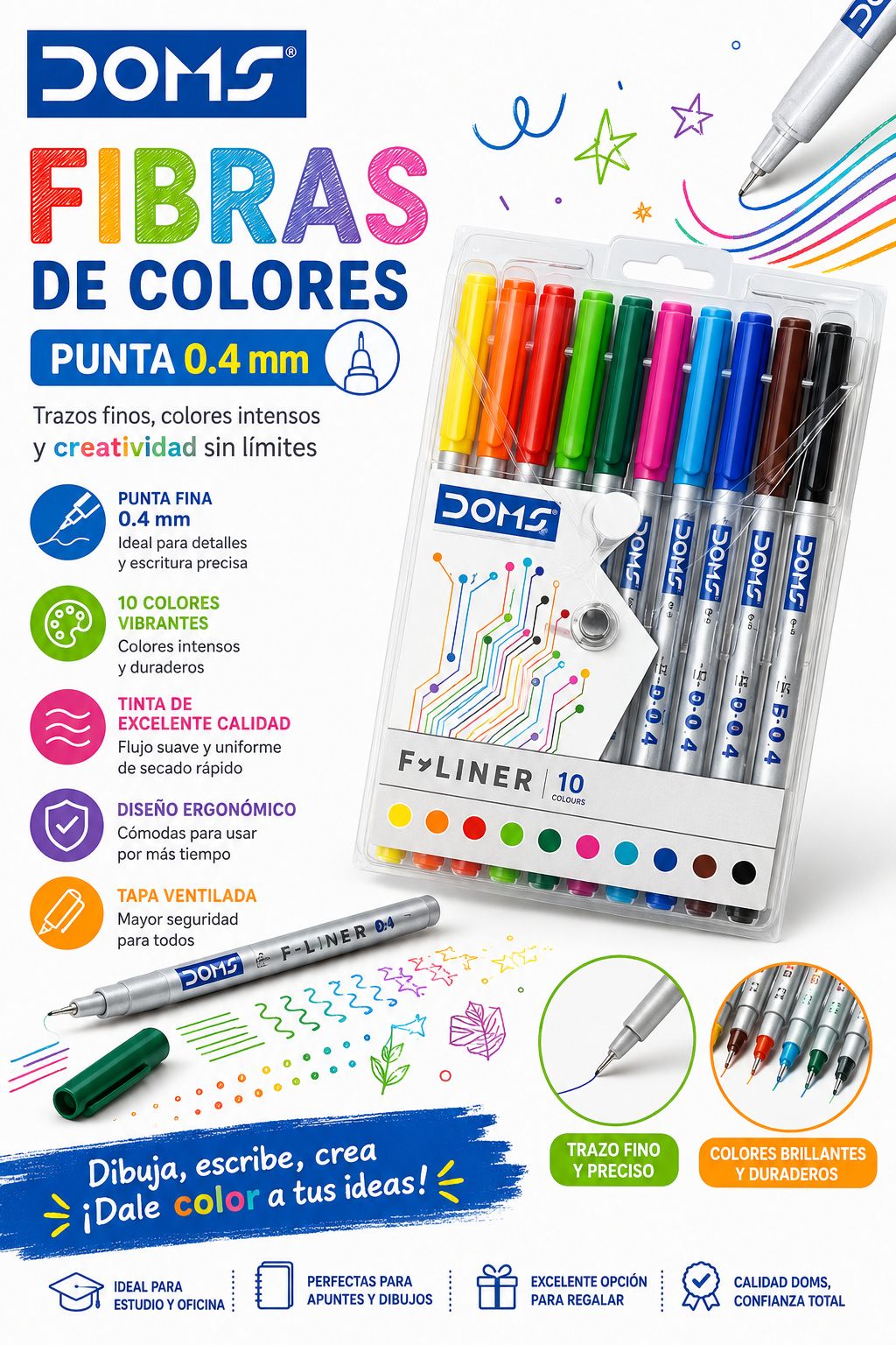 Fibras Doms de Colores x 10