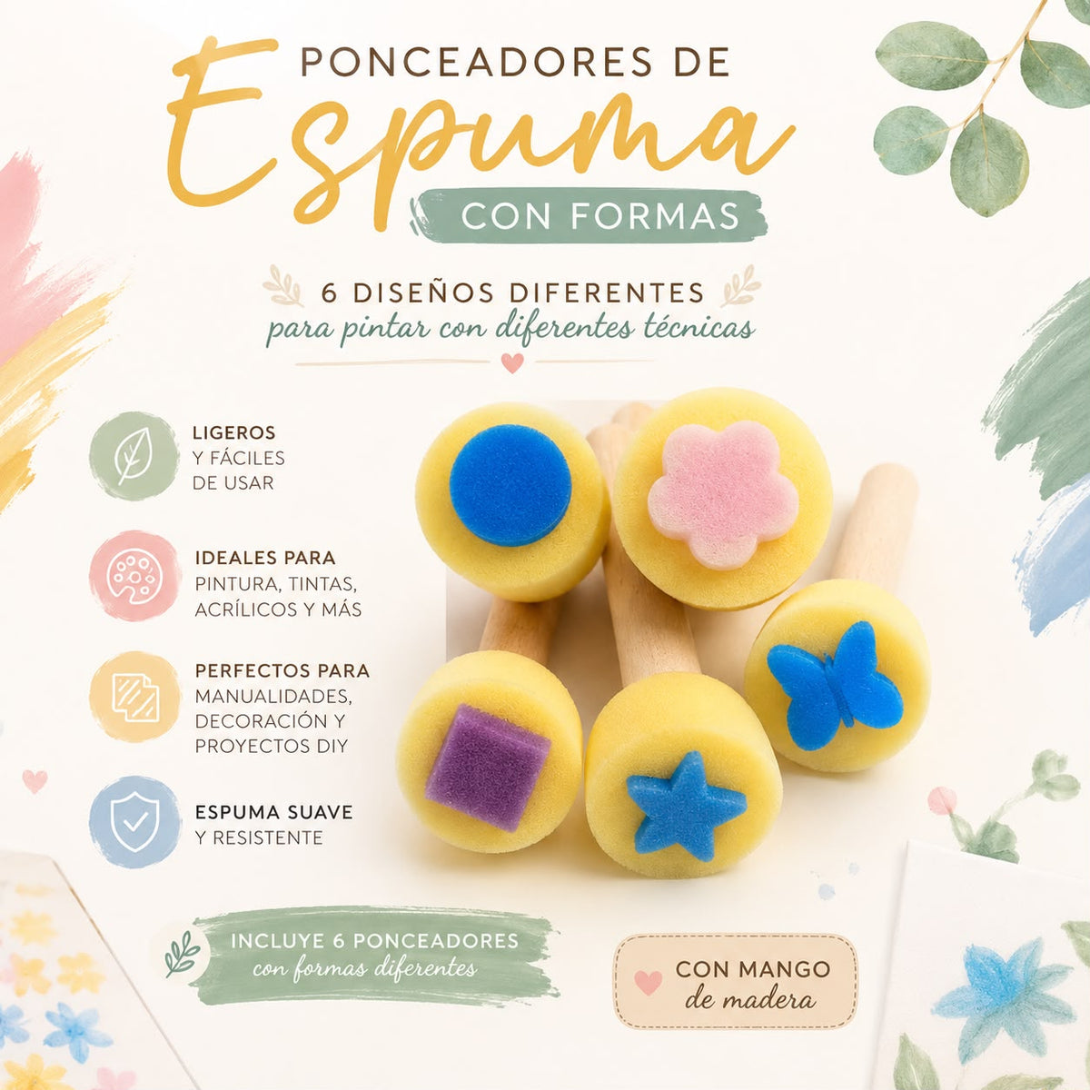 Ponceadores de Espuma x 4 o 6 unidades