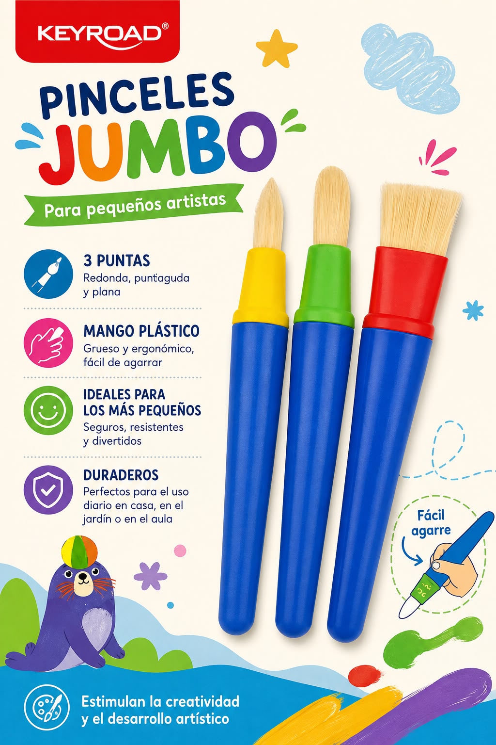 Pinceles Keyroad jumbo x 3
