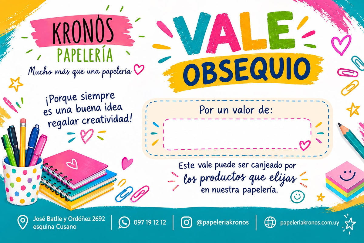 Vale Obsequio Papelería Kronos
