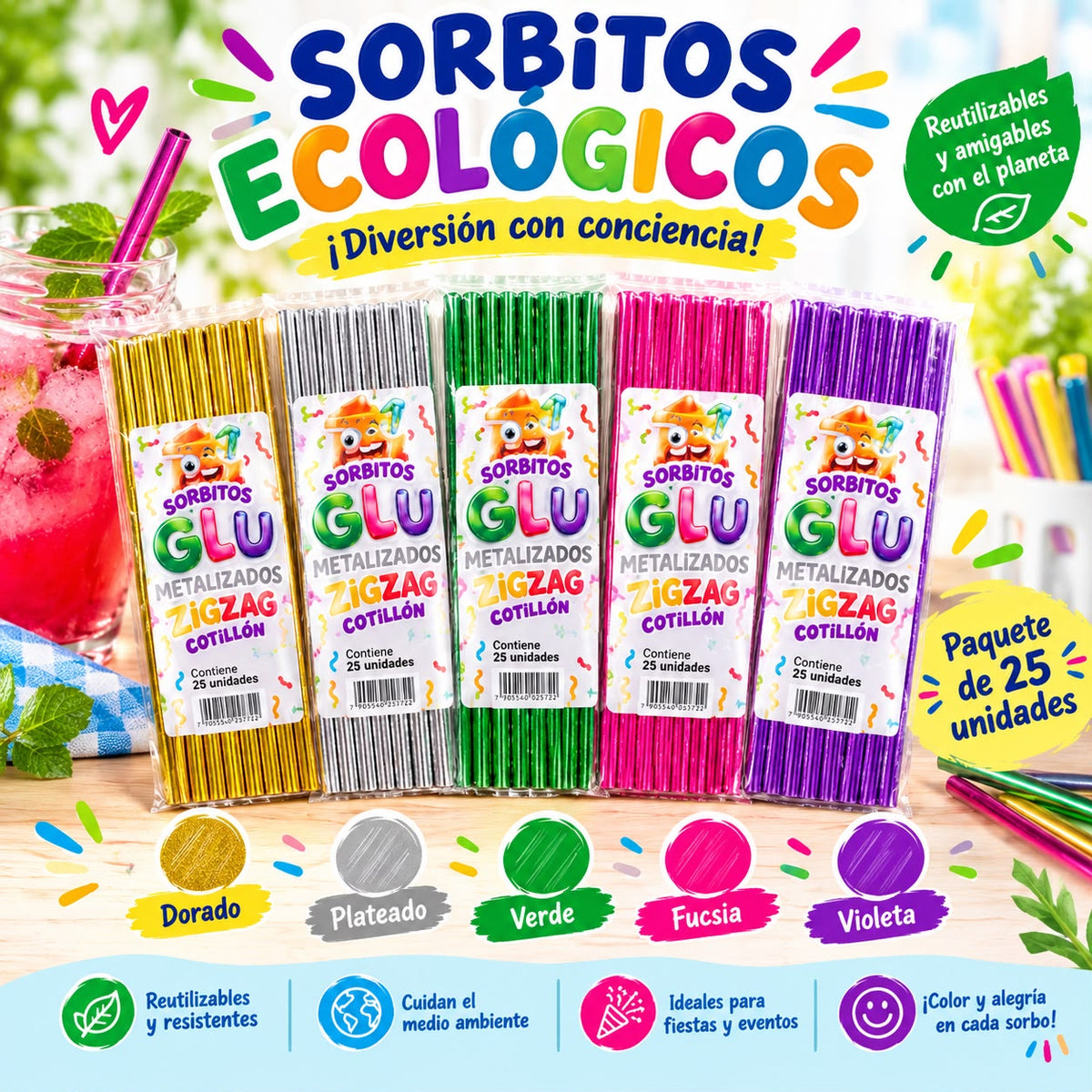 Sorbitos de Papel en paquete de 20 y 25 unidades
