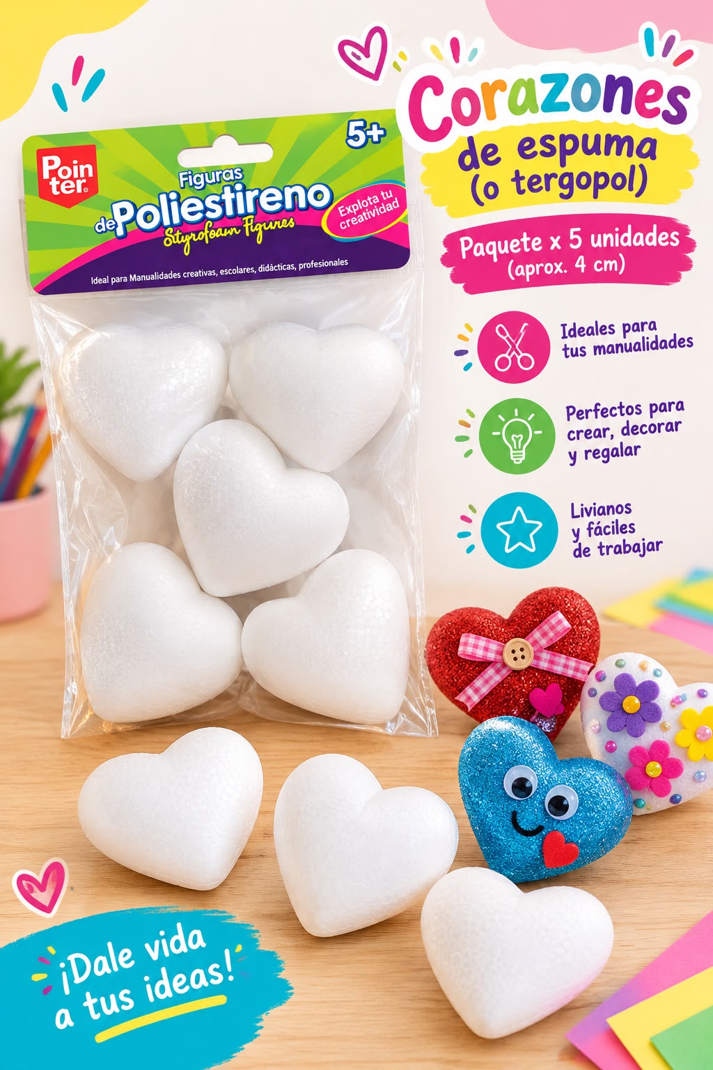 Esferas y corazones de Espuma o Tergopol