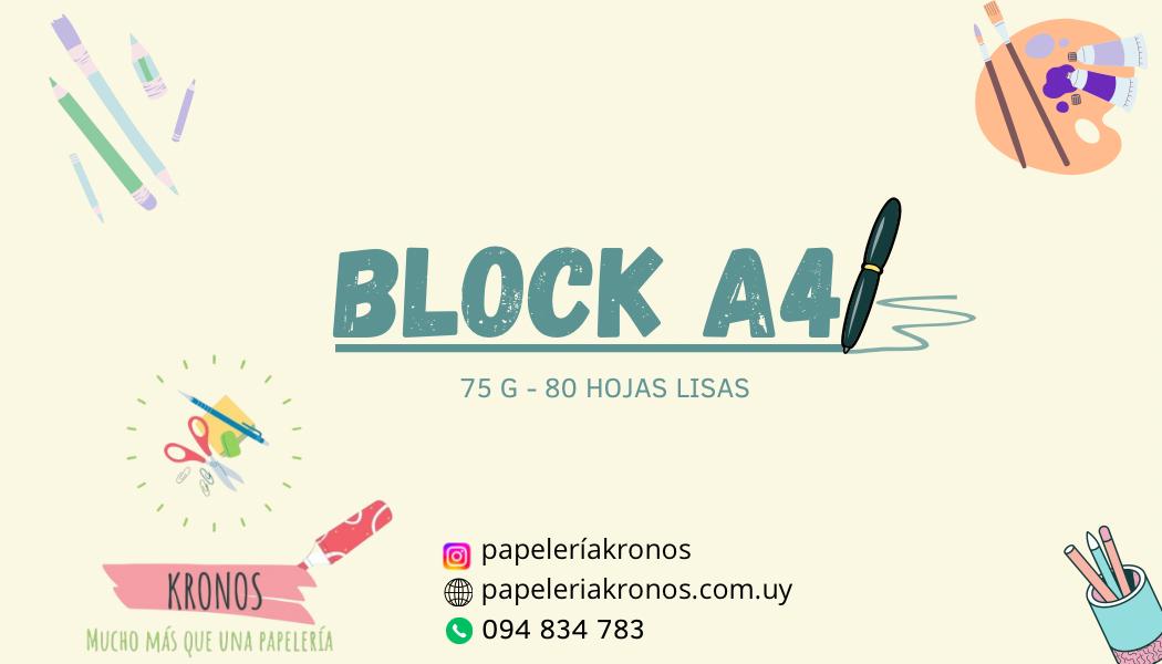 Block Liso A4 sin Espiral x 80 hojas