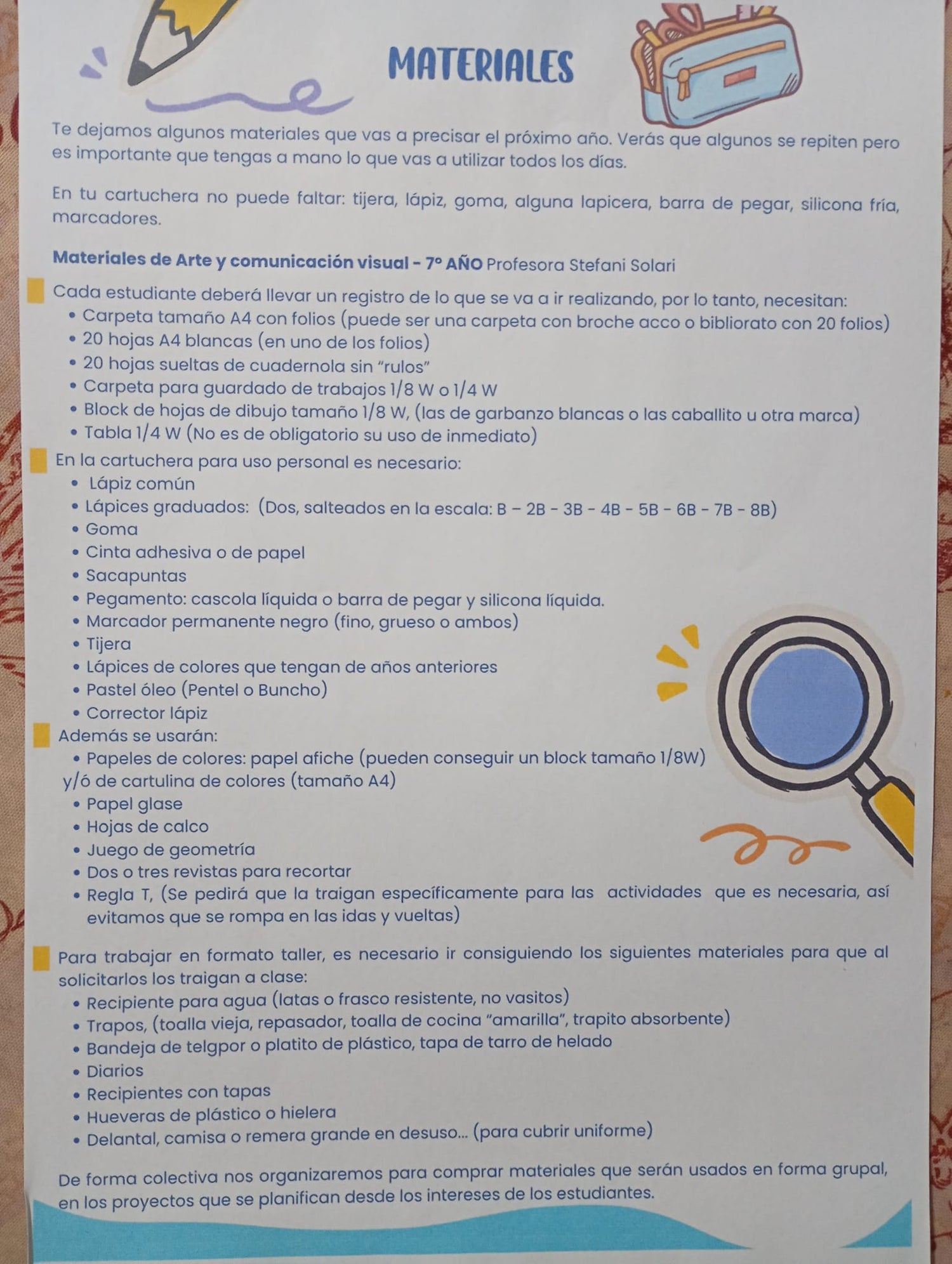 Lista Sugerida Colegio Pío 7º año 2026