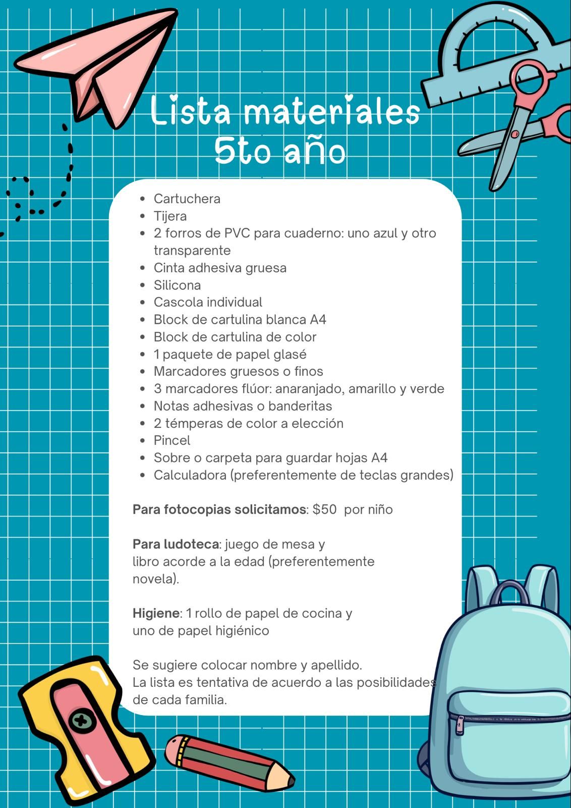 Lista Sugerida Escuela Nº 81, 5º año 2026