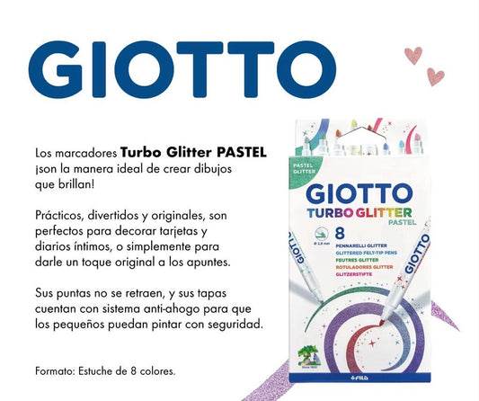 Marcadores Giotto Turbo Glitter pastel x 8