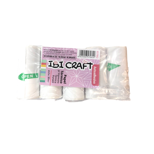 Rollos de papel térmico autoadhesivo x 5