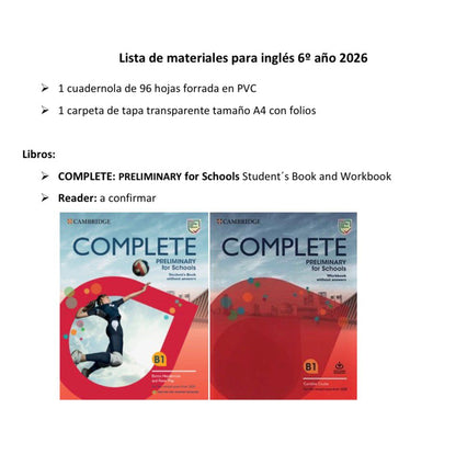Lista Completa Colegio Lagomar 6º año Español e Inglés 2026