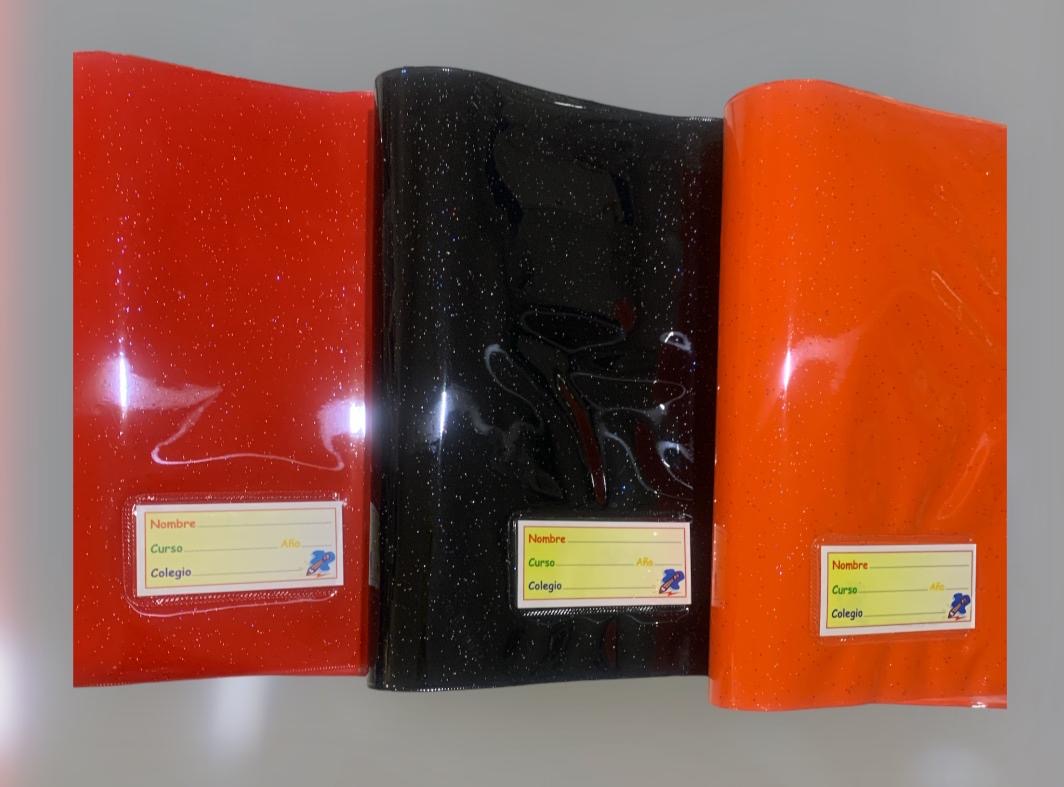 Forro para cuaderno en PVC con briilantina