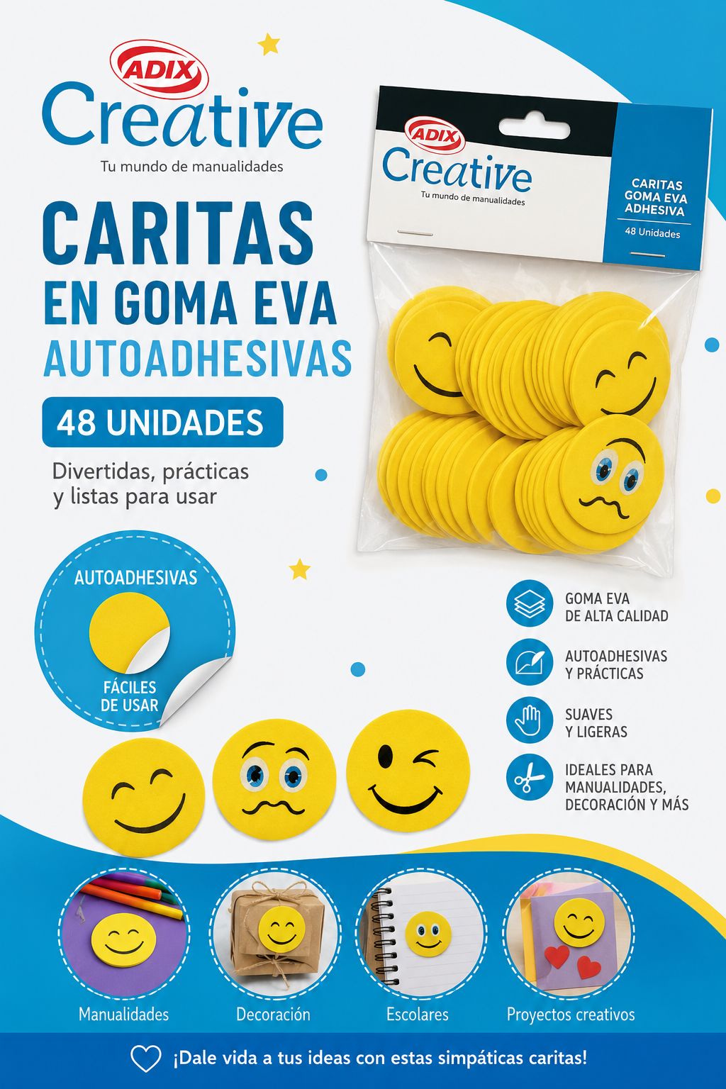 Goma eva con formas autoadhesivas Emoji