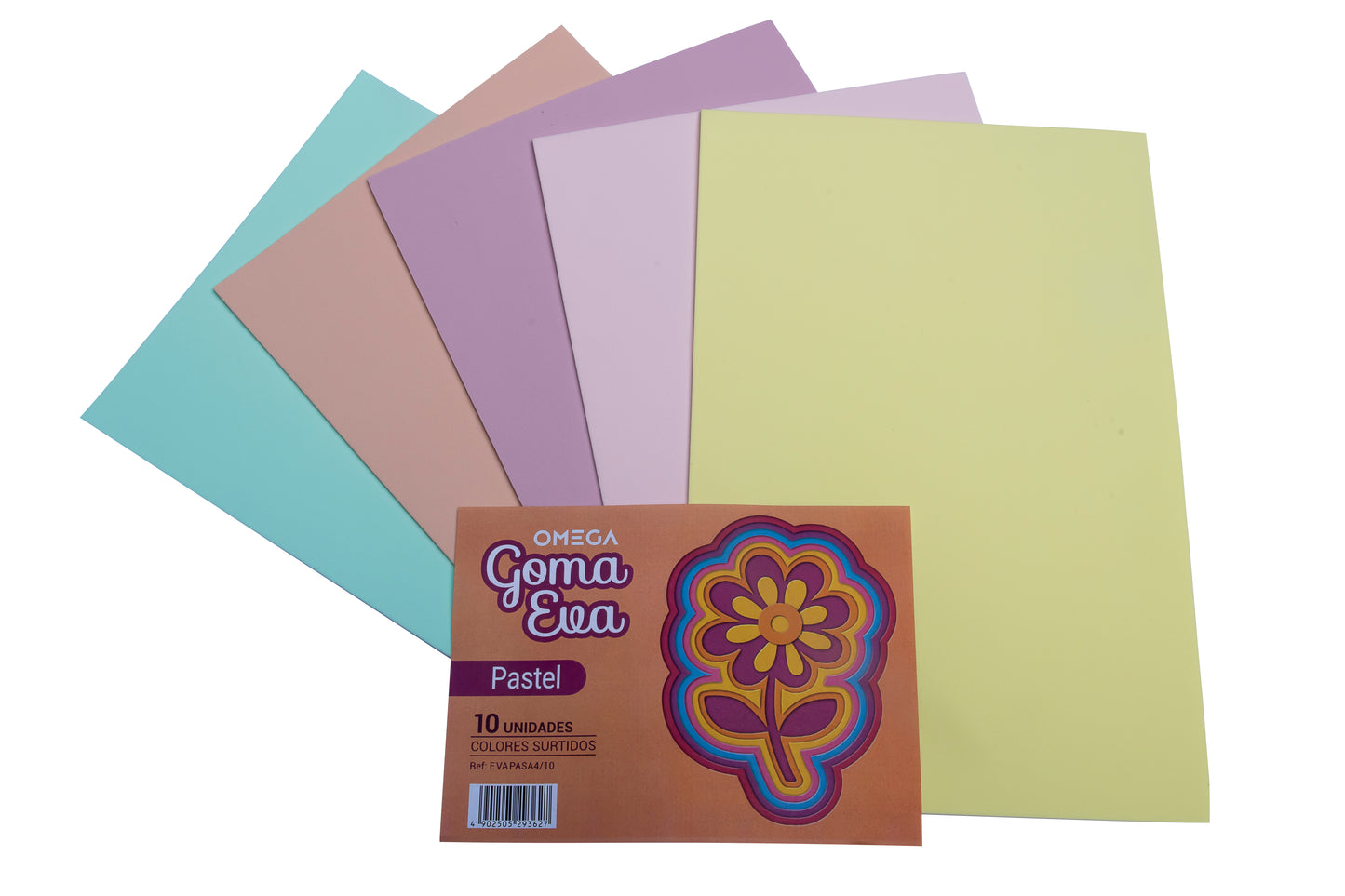 Goma Eva con brillantina 40cm x 60cm colores pastel