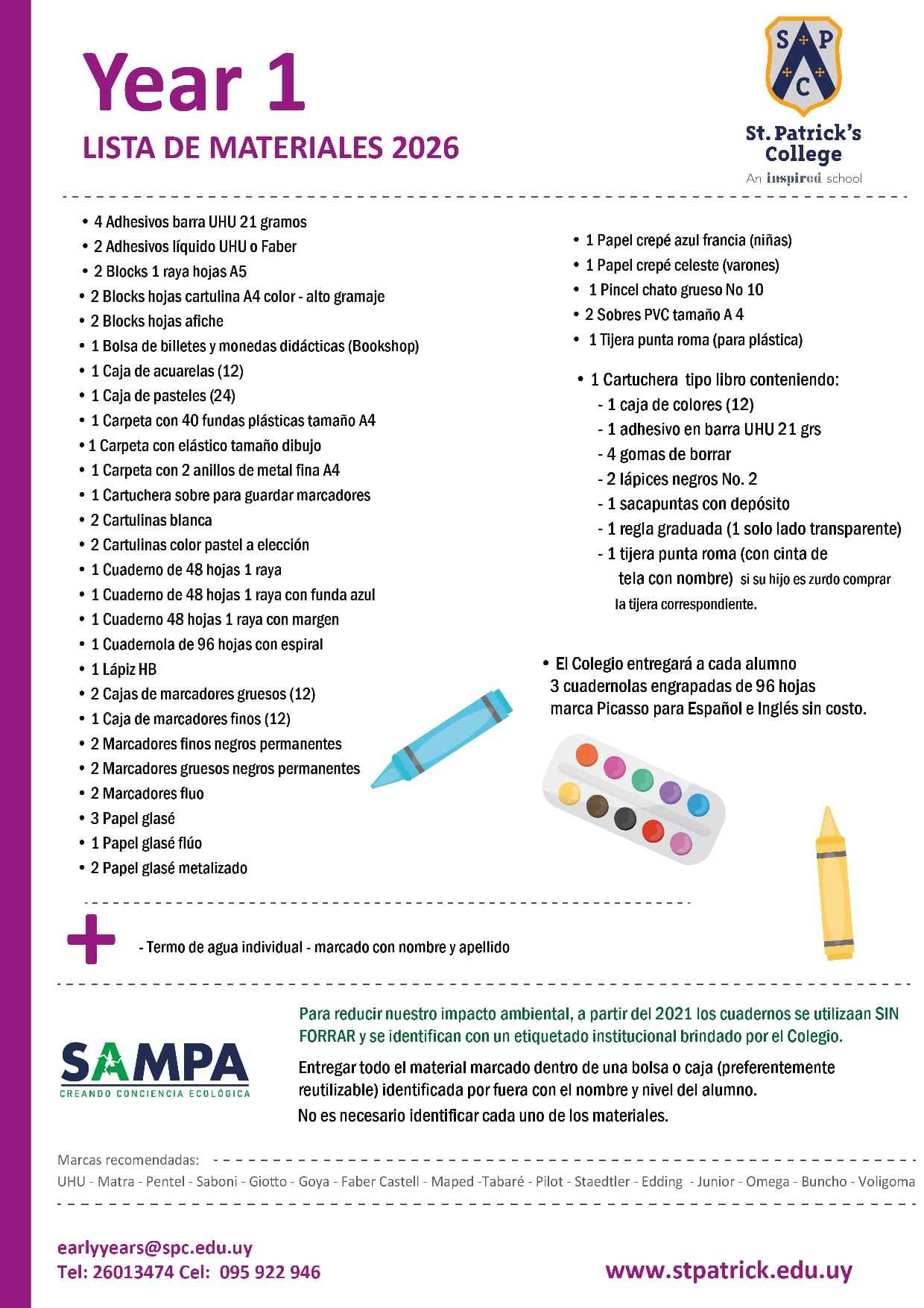 Lista Completa St. Patrick`s College 1º año 2026