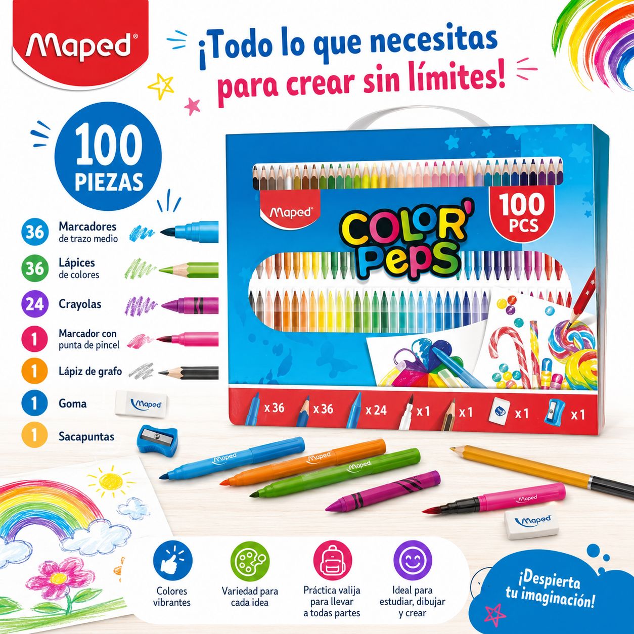 Set Maped Colorpeps en valija 100 piezas