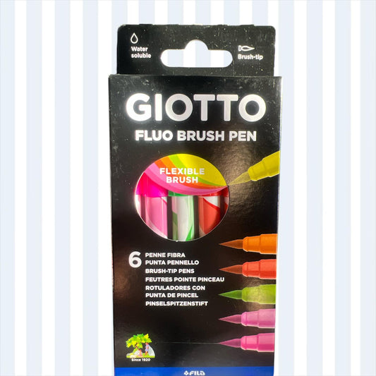 Marcadores Giotto Brush Pen Fluo x 6 colores