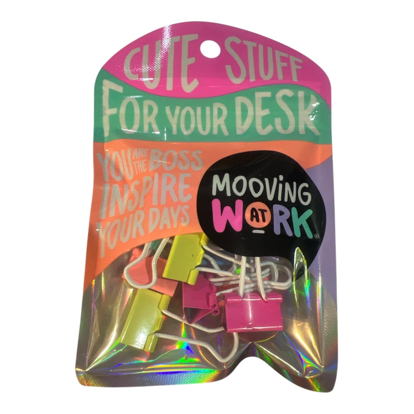 Aprietapapel Mooving 32mm de Colores x 4