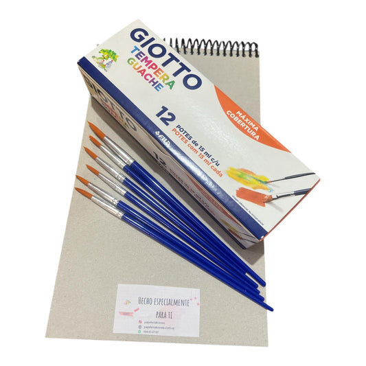Set Para Regalar con Sketchboock, Témperas y Pinceles