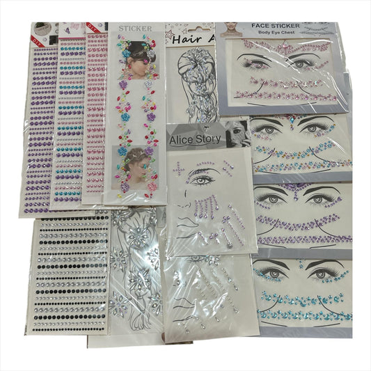 Stickers Varios Con Relieve Para Pelo Y Rostro