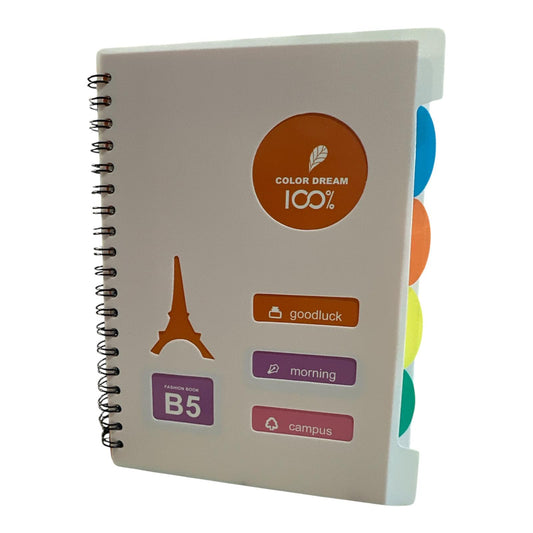 Cuaderno B5 ( 18cm x 26cm) Tapas en PVC, 120 hojas, con separadores