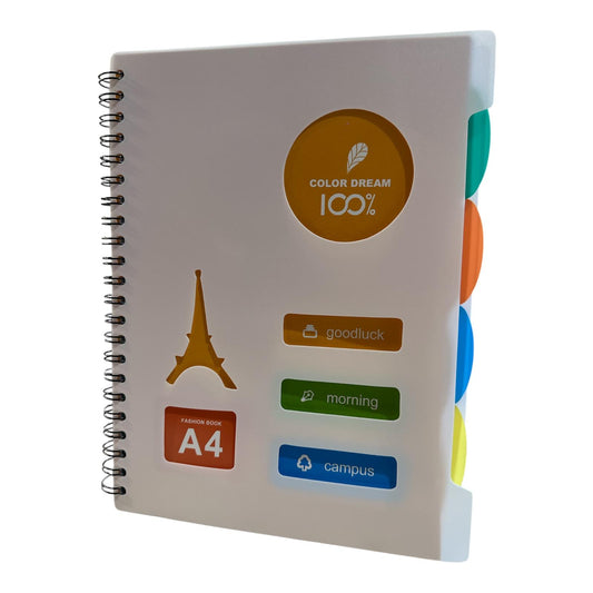 Cuadernola A4 con separadores y tapas en Pvc 120 hojas