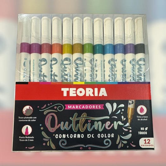 Marcadores Teoría Outliner x 12 Colores