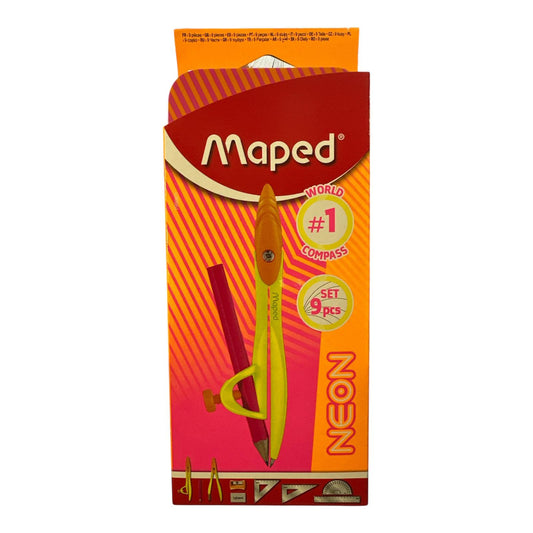 Juego de Geometría Maped Neón en Lata con 9 piezas
