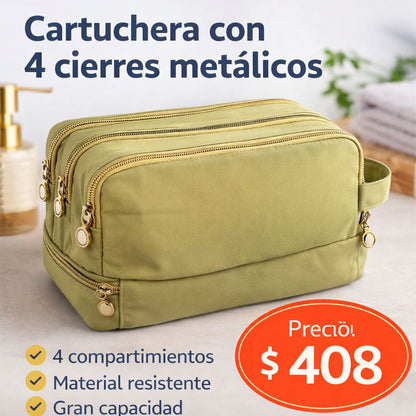 Cartuchera Saroo de Tela con 4 Cierres Metálicos