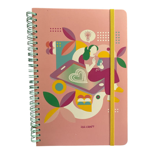 Cuaderno Ibi Craft con espiral y elástico "Pink Woman!