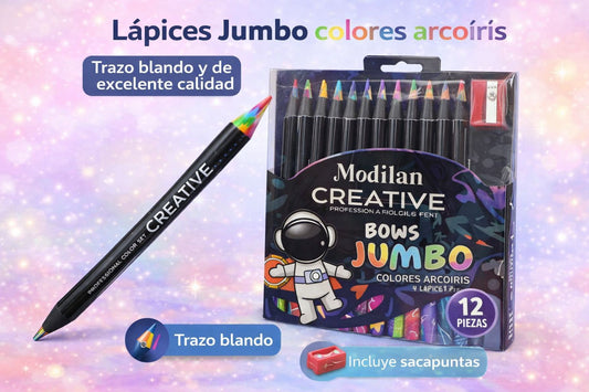 Lápices de colores Jumbo Multicolor x 12 + Sacapuntas