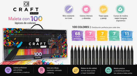 Lápices de Colores Craft con 100 tonos