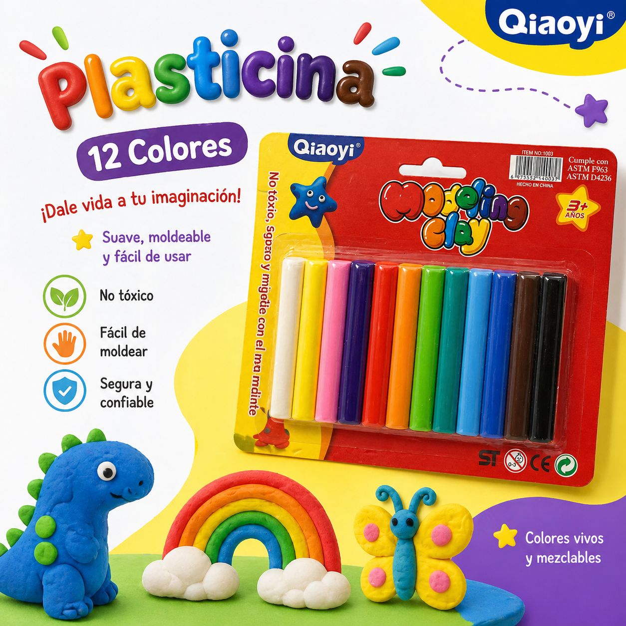 Plasticina en barritas de 12 colores diferentes